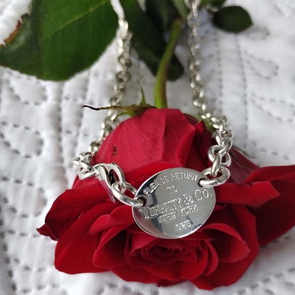 Tiffany and Co Sterling Silver Return to Tiffany Oval Tag Choker Necklace - Picture 9 of 11